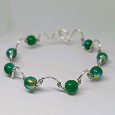 bracelet with wire wrapping - Forest Green Bracelet by Loutan Beauty