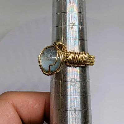 ring in gold plated copper - Light Blue and Pink Holographic Effect Ring - Handcrafted - Resin Cabachon by Loutan Beauty