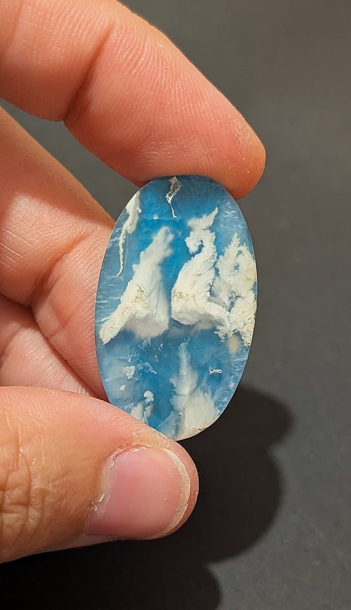 Aurora Blue Plume Agate Doublet #4