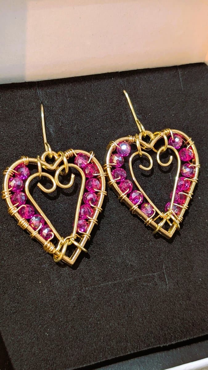 Heart and Crystal Earrings earrings detail - view 3 of 3 by Loutan Beauty