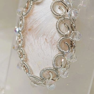 Pink Scolecite and Swarovski Bead Pendant Necklace pendant detail - view 6 of 14 by Loutan Beauty