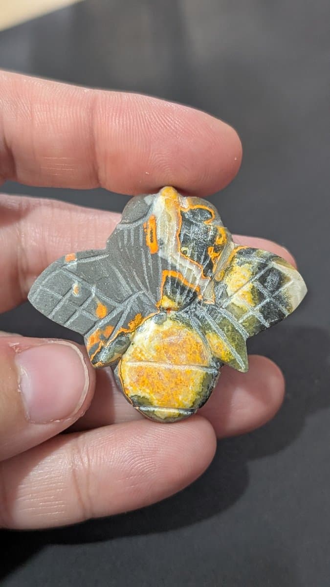 Hand Carved Bumblebee Jasper "Bees" stone detail - view 3 of 6 by Loutan Beauty
