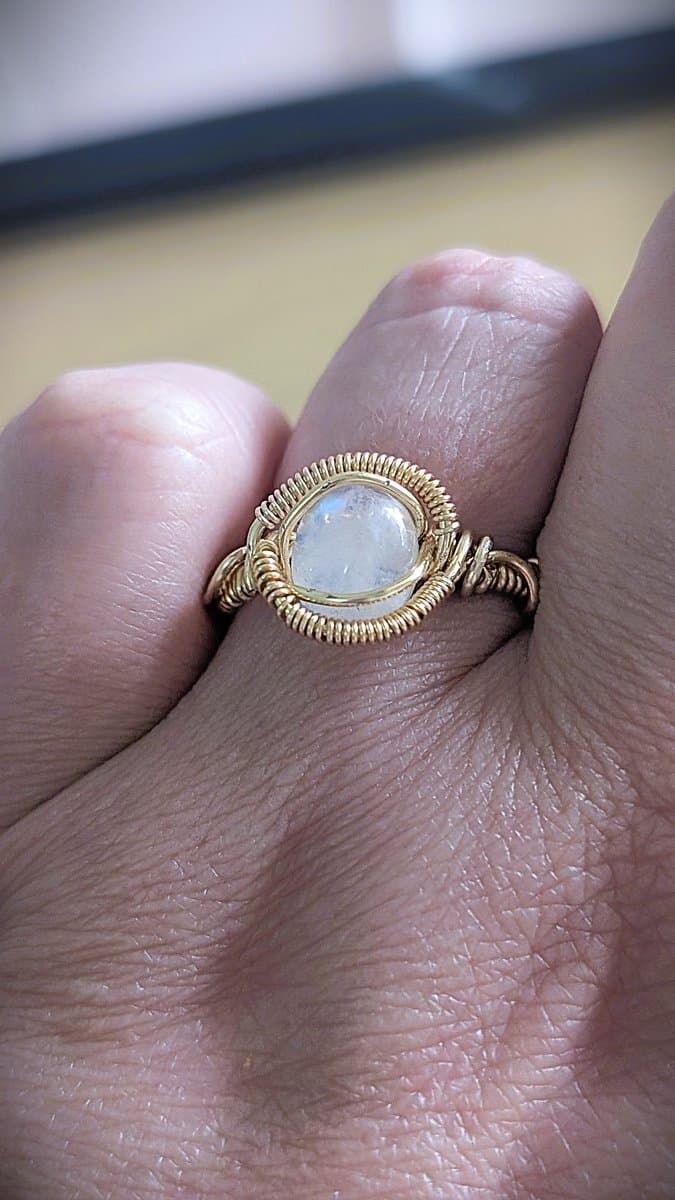 Moonstone Ring with Gold-Plated Wire ring detail - view 7 of 8 by Loutan Beauty