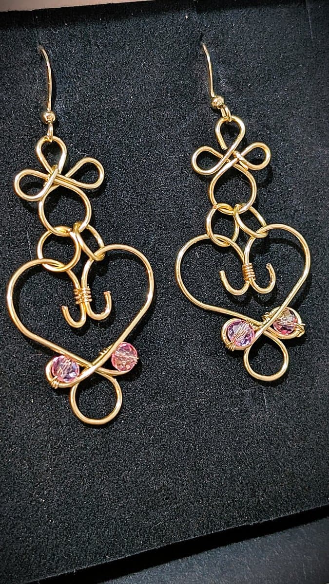 Small Heart Drop Earrings earrings detail - view 2 of 3 by Loutan Beauty