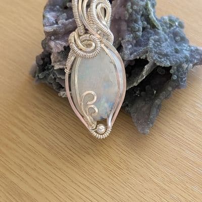 Moonstone and Silver Wire Wrapped Pendant pendant detail - view 4 of 6 by Loutan Beauty
