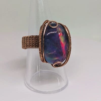 Chunky Aurora Opal Ring - Adjustable ring detail - view 11 of 11 by Loutan Beauty