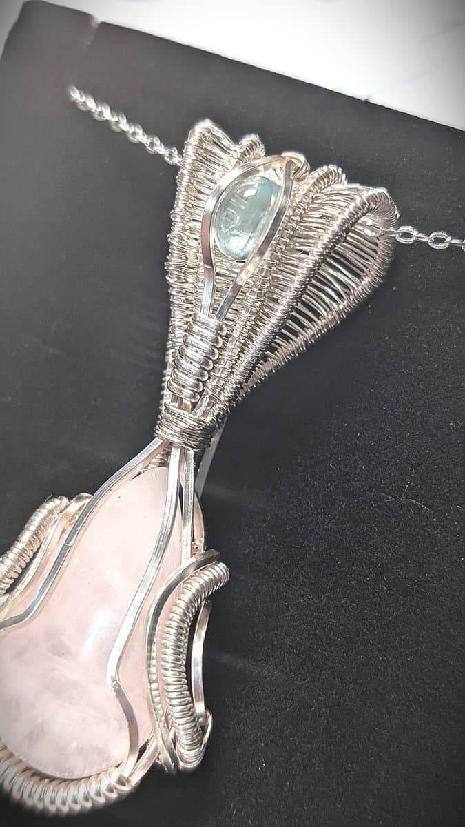 Moonstone and Rose Quartz pendant - Rose Quartz and Grey Moonstone Pendant by Loutan Beauty