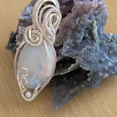 Moonstone and Silver Wire Wrapped Pendant pendant detail - view 6 of 6 by Loutan Beauty