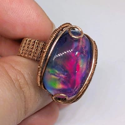Chunky Aurora Opal Ring - Adjustable ring detail - view 7 of 11 by Loutan Beauty