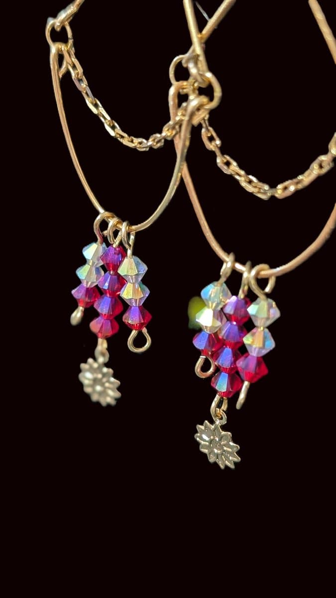 Valentines Art Deco Pink Daisy Earrings earrings detail - view 2 of 3 by Loutan Beauty