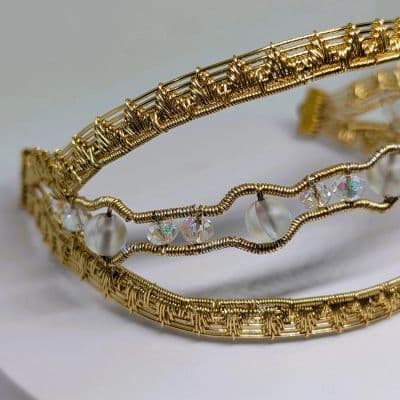 Gold Arm Cuff with Mermaid Tear Beads bracelet detail - view 6 of 10 by Loutan Beauty