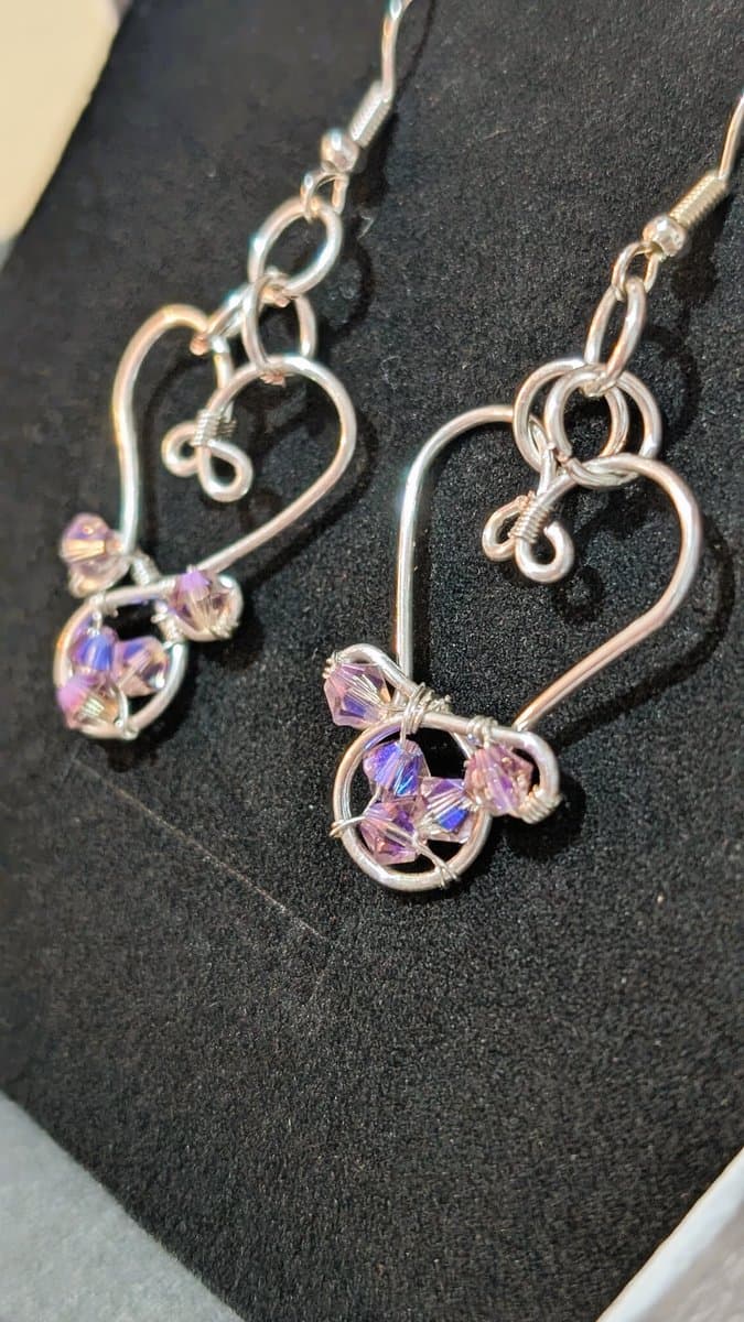 Small Heart Drop Earrings - Silver earrings detail - view 3 of 3 by Loutan Beauty