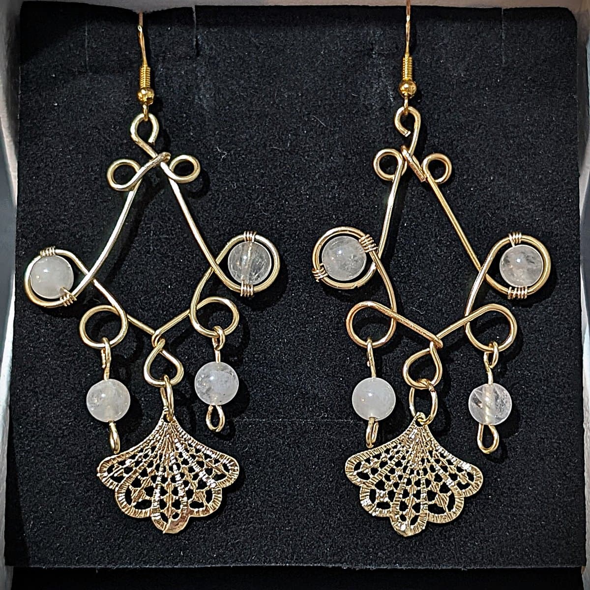Rose Quartz Earrings - Gold earrings detail - view 2 of 3 by Loutan Beauty