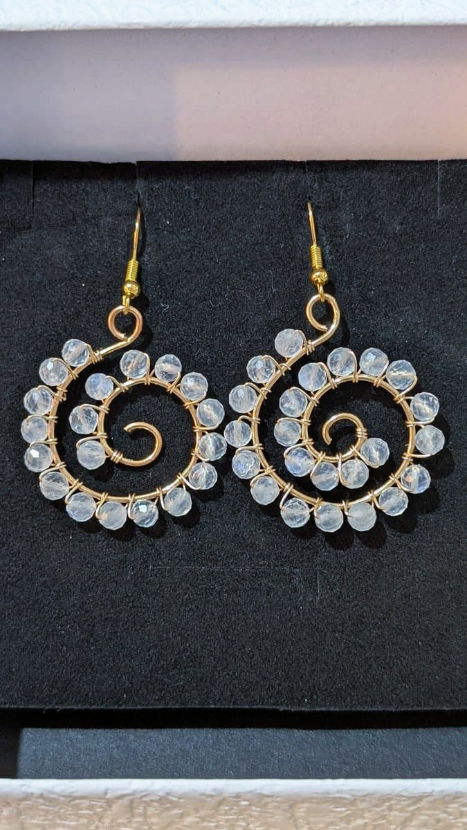 Circular Earrings - Moonstone earrings detail - view 2 of 3 by Loutan Beauty