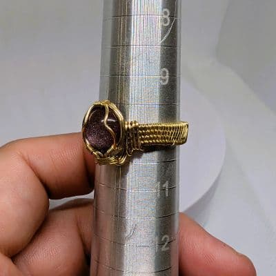 Rainbow Pink/Purple Sparkly Cabochon Ring - Handcrafted - Wire Wrapped ring detail - view 6 of 6 by Loutan Beauty