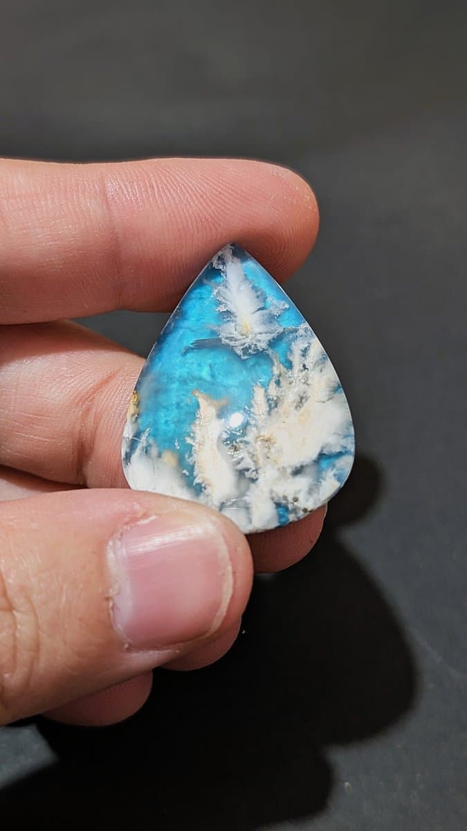 Aurora Blue Plume Agate Doublet #3 stone detail - view 2 of 2 by Loutan Beauty