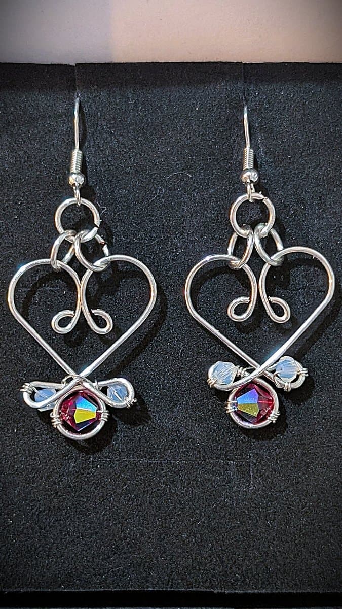 Small Heart Drop Earrings - Silver earrings detail - view 2 of 3 by Loutan Beauty