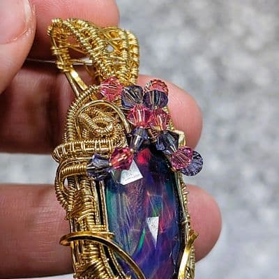 Opal and Crystal Pendant pendant detail - view 2 of 4 by Loutan Beauty