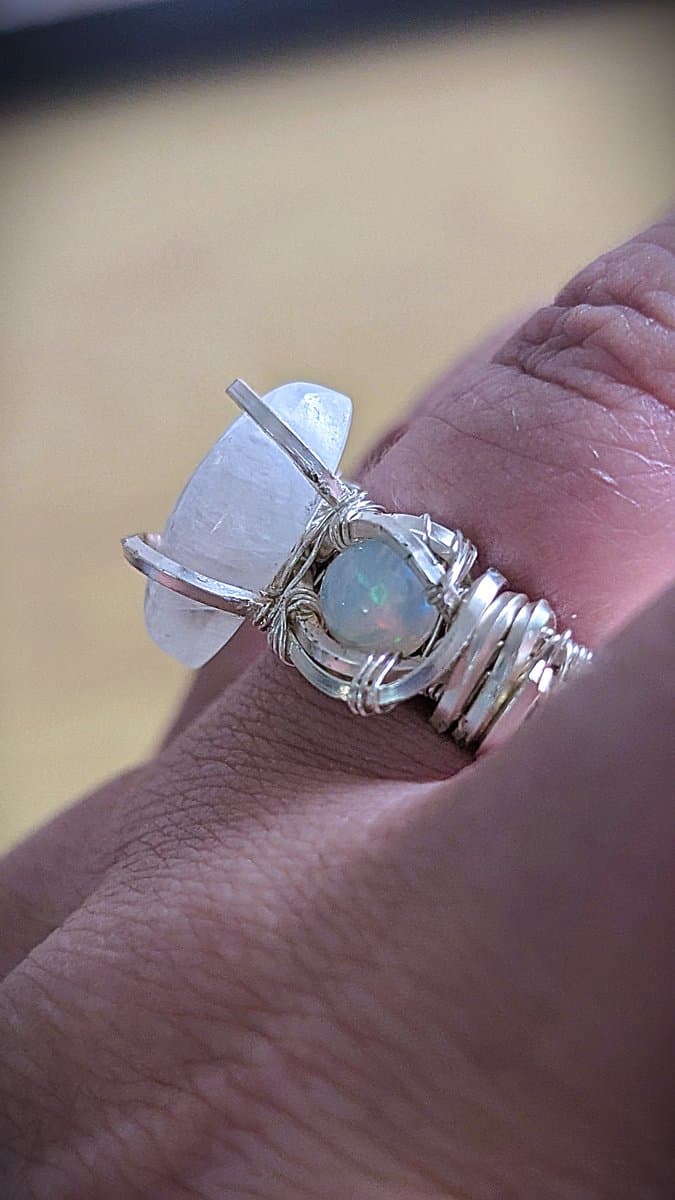 Moonstone and Ethiopian Opal Ring - Adjustable! ring detail - view 11 of 12 by Loutan Beauty