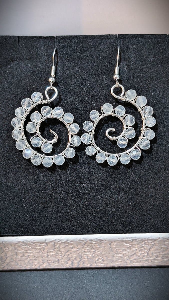 Circular Earrings - Moonstone earrings detail - view 2 of 3 by Loutan Beauty