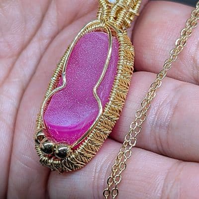 Pink Druzy Crystal and Ethiopian Opal Pendant pendant detail - view 6 of 9 by Loutan Beauty