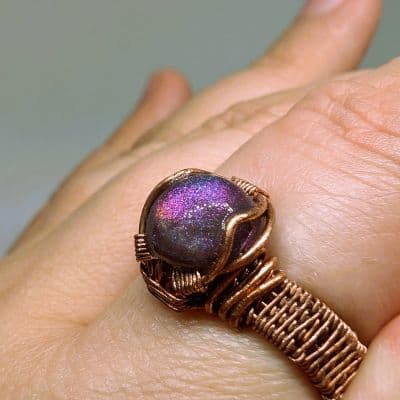 Purple-Blue Colour Changing Ring - Handcrafted - Resin Cabachon ring detail - view 4 of 8 by Loutan Beauty