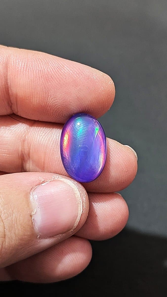 Aurora Fire Opal Doublet - Lab Made. stone detail - view 4 of 7 by Loutan Beauty