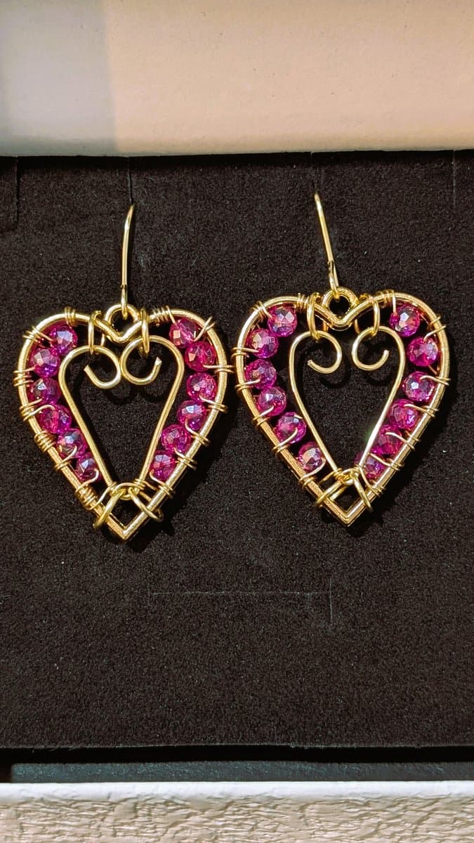 Heart and Crystal Earrings earrings detail - view 2 of 3 by Loutan Beauty
