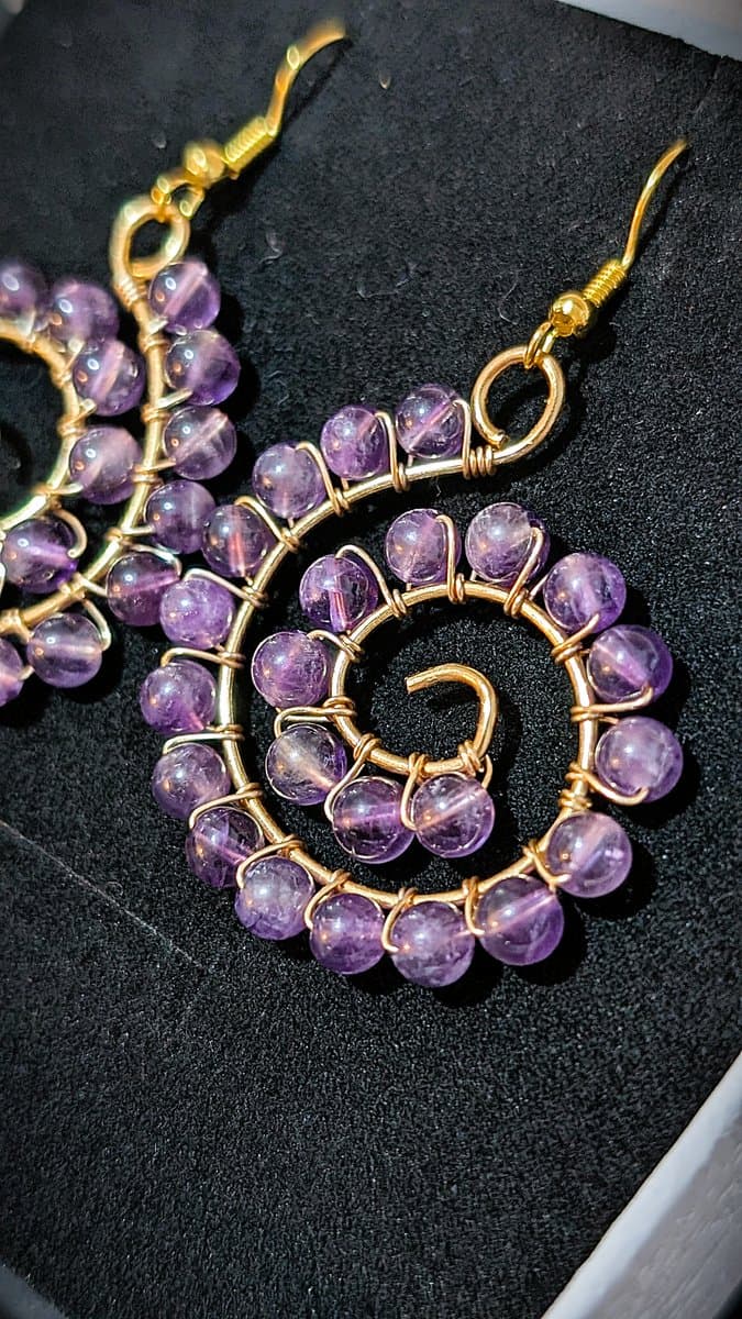amethyst earrings in gold-plated copper - Circular Earrings - Amethyst by Loutan Beauty