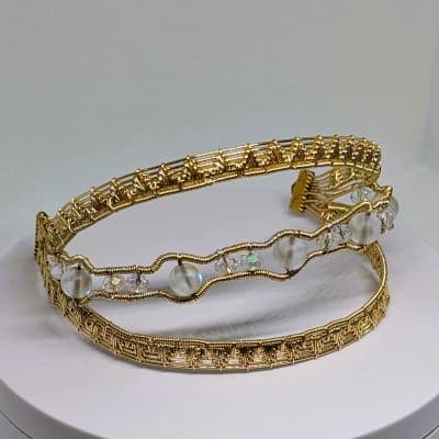Gold Arm Cuff with Mermaid Tear Beads bracelet detail - view 5 of 10 by Loutan Beauty