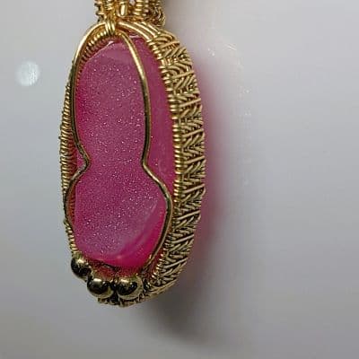 Pink Druzy Crystal and Ethiopian Opal Pendant pendant detail - view 2 of 9 by Loutan Beauty