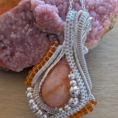 Australian Orange Agate Pendant with Beading pendant detail - view 6 of 6 by Loutan Beauty