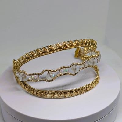 Gold Arm Cuff with Mermaid Tear Beads bracelet detail - view 10 of 10 by Loutan Beauty