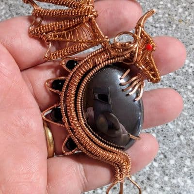 Dragon Pendant with Hematite Stone Egg pendant detail - view 1 of 4 by Loutan Beauty