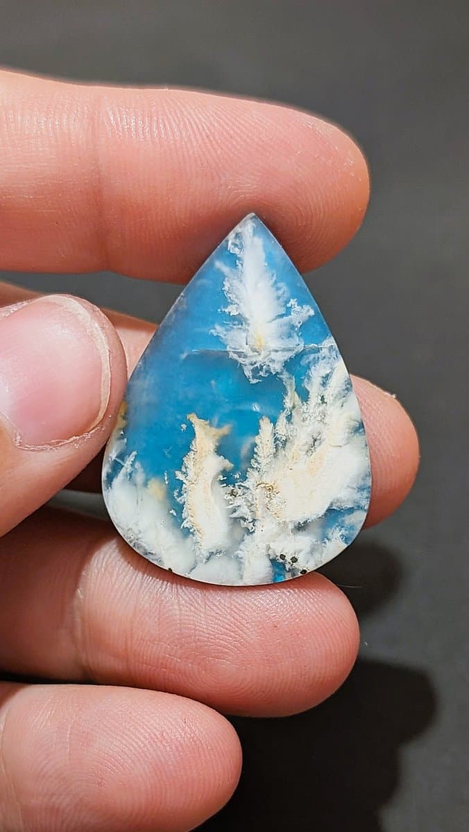 Aurora Blue Plume Agate Doublet #3