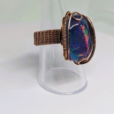 Chunky Aurora Opal Ring - Adjustable ring detail - view 3 of 11 by Loutan Beauty